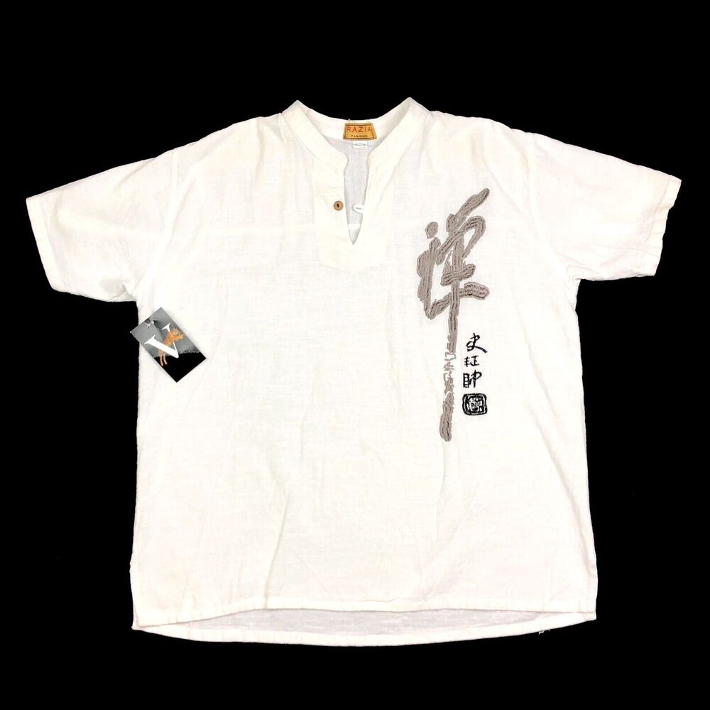 Razia Fashion 1/4 Embroidred Lightweight Shirt Top Size XL Whitegray B3